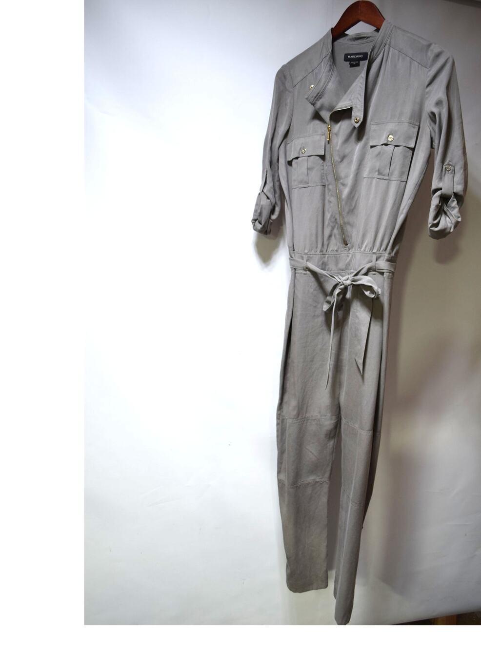 Marciano by Guess Women’s XS Gray Utility Jumpsuit Belted Cargo One Piece